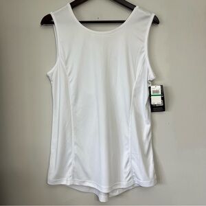 NWT PGA Tour Women’s White Sleeveless Top Athletic Sz Large Cinch Back Golf Tank